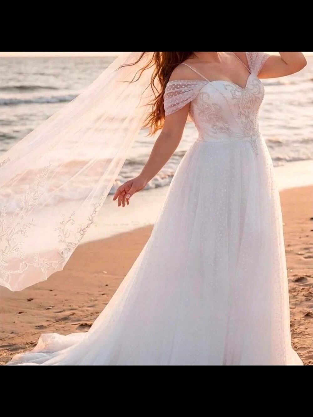 Wedding White Beaded Tulle Dress Sz 16W